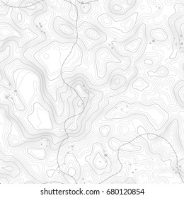Seamless pattern. Topographic map background with space for copy Seamless texture. Line topography map contour background , geographic grid . Mountain hiking trail over terrain .