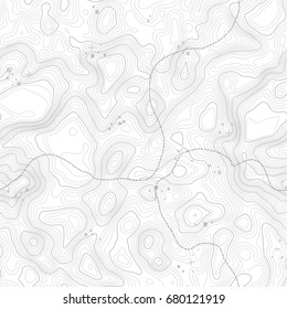 Seamless pattern. Topographic map background with space for copy Seamless texture. Line topography map contour background , geographic grid . Mountain hiking trail over terrain .
