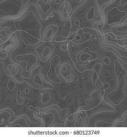 Seamless pattern. Topographic map background with space for copy Seamless texture. Line topography map contour background , geographic grid . Mountain hiking trail over terrain .