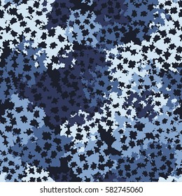 Seamless pattern. Torn shreds. Ragged holes. Chaotic spread. Random order. Fashion camouflage. Flat. Grunge.