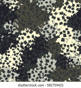 Seamless pattern. Torn shreds. Ragged holes. Chaotic spread. Random order. Fashion camouflage. Flat. Grunge.