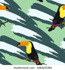 Seamless pattern with toucan.