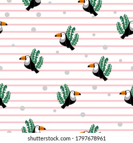 Seamless pattern toucan bird background textile print vector illustration