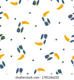Seamless pattern toucan illustration.  Vector background with colorful toucans