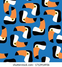 Seamless pattern. Toucan .  Royal blue background