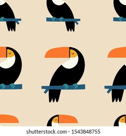 Seamless pattern with toucan, wrapping paper, background