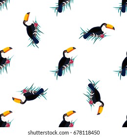 Seamless pattern with toucans. Can be used for fabric. textile paper wrapping