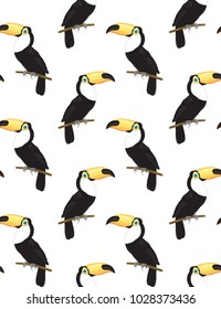 Seamless pattern with toucans on white background. Seamless pattern for design.