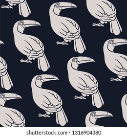 Seamless pattern with toucans/birds. Vector illustration.
