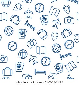 Seamless pattern of touristic symbols.