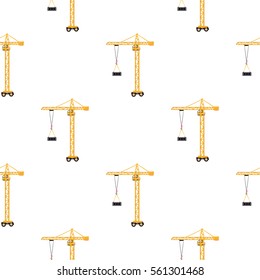 Seamless pattern with tower crane. Inspired by road, building machinery. Vector background for decoration children's room, invitations, website, mobile app.