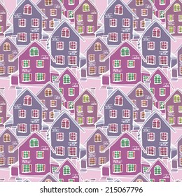 seamless pattern town house
