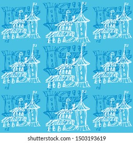seamless pattern town houses. Vector illustration