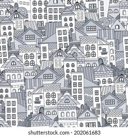 Seamless pattern town houses. Vector illustration