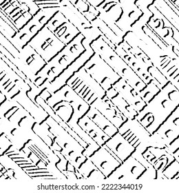 Seamless pattern with a town. Vector illustration.