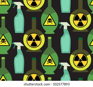 Seamless pattern with toxic chemicals in the bottles for your creativity