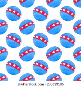 Seamless pattern with toy ball. Hand-drawn background. Vector illustration. Real watercolor drawing.