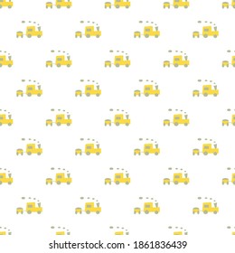 Seamless pattern toy train, stock vector illustration, transparent background 