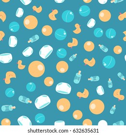 Seamless pattern with toys for babies. Colorful cute vector seamless pattern.