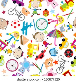 Seamless pattern with toys, background for kids