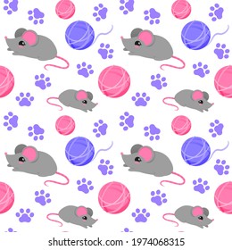 Seamless pattern with toys for cats. Toy