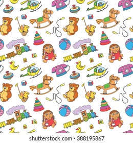 Seamless pattern with toys for children