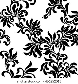 Seamless pattern. Tracery of floral abstract element on a white background. Vintage style. The pattern can be used for printing on textiles, wallpaper, packaging