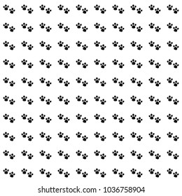 Seamless pattern, traces of animal, black on white background, vector