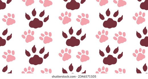 Seamless pattern with traces cat and dog. Pattern design for fabric, clothing, poster, banner, background. Vector flat illustration.