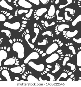 Seamless pattern with traces of different sizes.  Traces of people - men, women, children. Abstract hand painted repeat texture - Vector