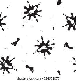 seamless pattern traces of man and drops, vector illustration