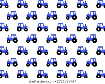 Seamless pattern tractors isolated on white background. Vector illustration.