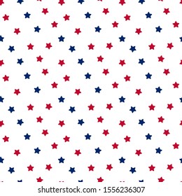 Seamless pattern in traditional american colors. 4th July. Independence day. Srars vector illustration