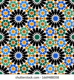 Seamless pattern with traditional Arabic motifs. Vector illustration.