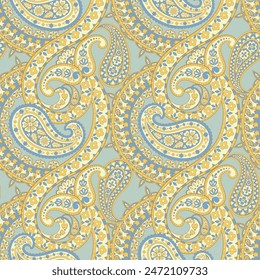 Nahtloses Muster traditionelle asiatische Paisley-Design. Vektorgrafik Muster für Textildesign und Stoffe, modisch und zart.