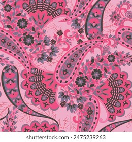 Seamless pattern traditional Asian paisley design. Vector pattern for textile design and fabrics, fashionable and delicate.