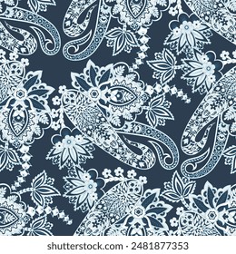 Seamless pattern traditional Asian paisley design. Vector pattern for textile design and fabrics, fashionable and delicate.