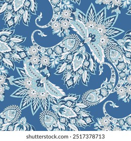 Seamless pattern traditional Asian paisley design. Vector pattern for textile design and fabrics, fashionable and delicate.