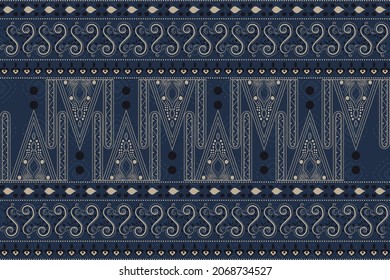 seamless pattern with traditional batik motifs. dark blue ornament pattern,