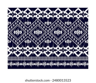 Seamless pattern, traditional blue 
 and white classic Ikat  design for wallpaper, textiles, curtain and background.