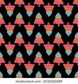 Seamless pattern with traditional Christmas elements. Vector illustration. Winter holidays design. 