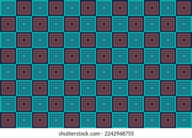 Seamless pattern in traditional colors. Repeated squares bright ornamental abstract geometric background. Can be used for digital paper, textile print, page fill. Vector illustration