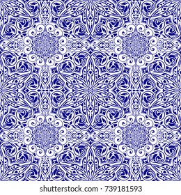 Seamless pattern. Traditional Damask and Central Asia style - Ornamental background with pattern.