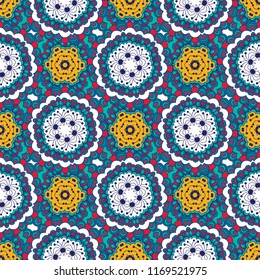 Seamless pattern, traditional elements. Colorful   Ethnic design .  Tribal texture with a mandala element.
