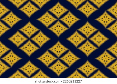 Seamless pattern, traditional ethnic ethnic pattern on blue background, Aztec style abstract vector illustration.