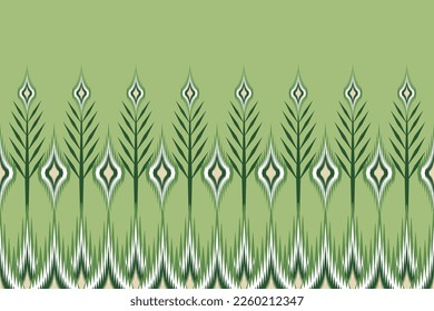 Seamless pattern, traditional ethnic pattern on green background, Aztec abstract vector illustration