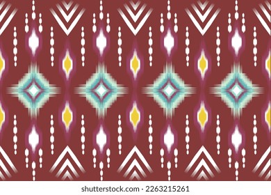 Seamless pattern, traditional ethnic pattern on red background, aztec abstract vector pattern design for