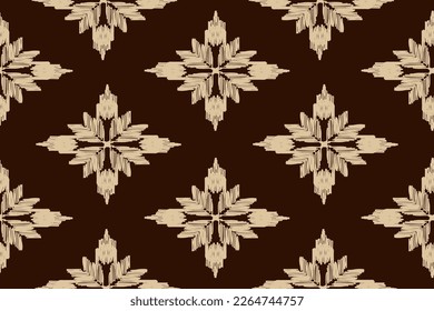 Seamless pattern, traditional ethnic pattern on brown background, aztec abstract vector pattern design for