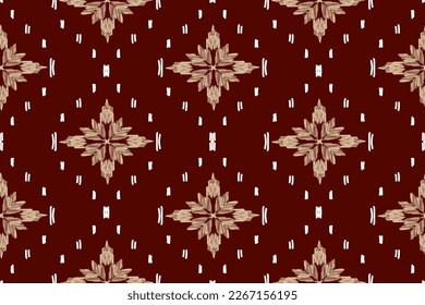 Seamless pattern, traditional ethnic pattern on red background, Aztec abstract vector pattern
