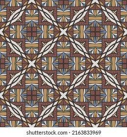 Seamless pattern for traditional ethnic pottery tiling, fabric, wall interior, cloth. Decor tile, texture print, mosaic oriental ornament.